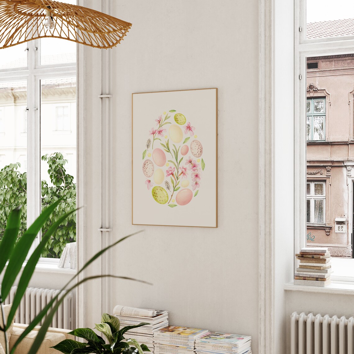 Giant Egg Shaped Arrangement Of Pastel Eggs And Blossoms Poster - Image 2