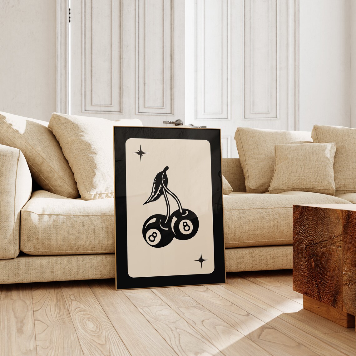 Retro 8 Ball Cherries Poster, Funky Trendy Aesthetic - Image 2