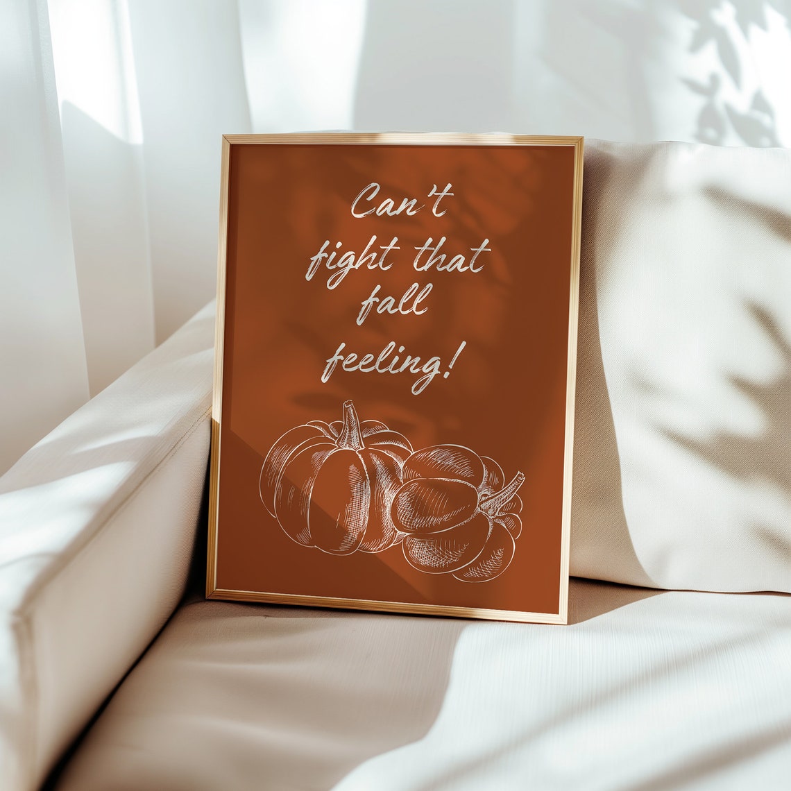 Can't Fight That Fall Feeling Rust Pumpkin Script Typography Poster - Image 2