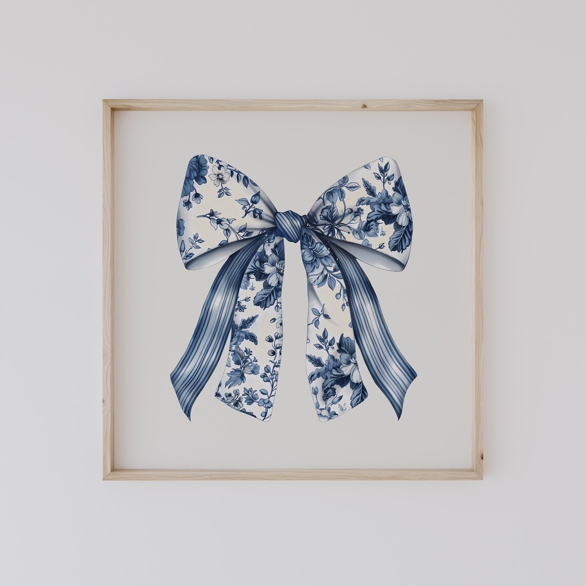 Blue Bow Coquette Chinoiserie Nursery Art Print - Image 2