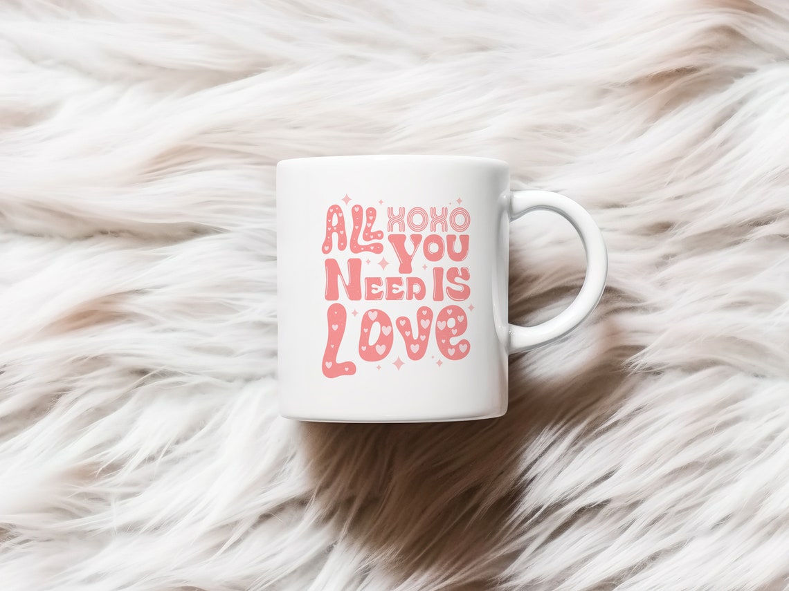 All You Need Is Love XOXO Groovy Retro Valentine Typography Poster - Image 2