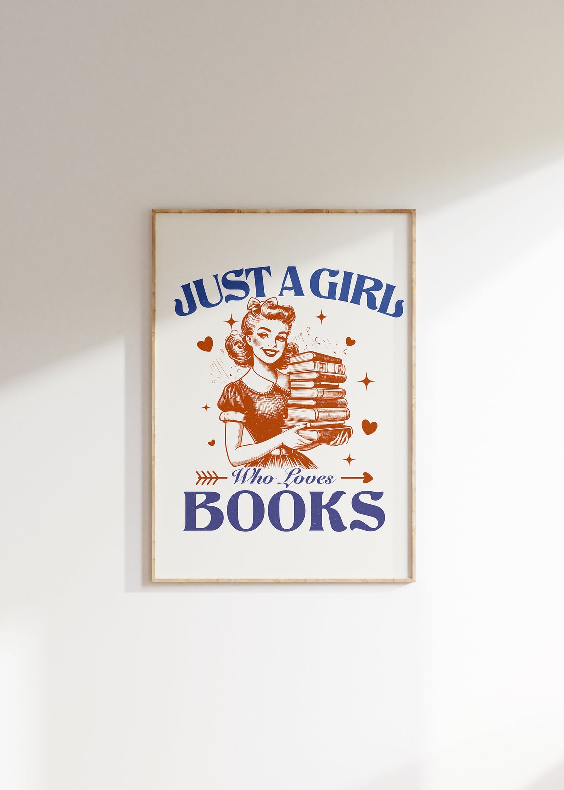 Just A Girl Who Loves Books Vintage Retro Bookish Reader Poster - Image 2