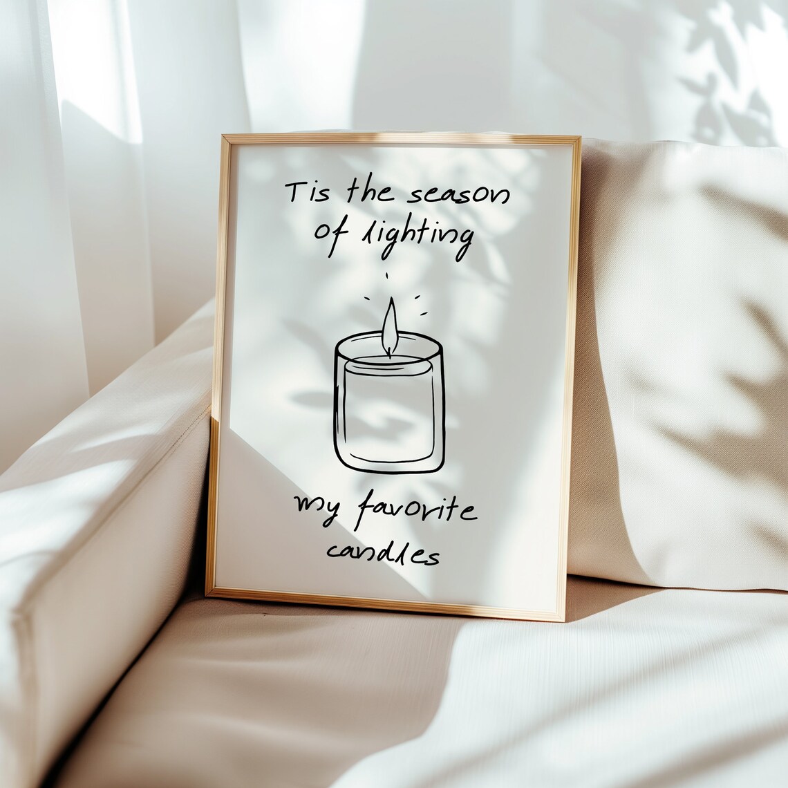 Tis the Season of Lighting My Favorite Candles Line Art Poster - Image 4