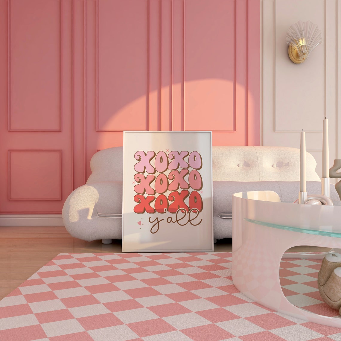 XOXO Yall Retro Bubble Letter Southern Valentine Quote Art Poster - Image 4