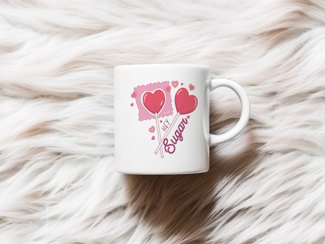 Hey Sugar Heart Lollipop Sweets Cute Retro Valentine Art Poster - Image 2