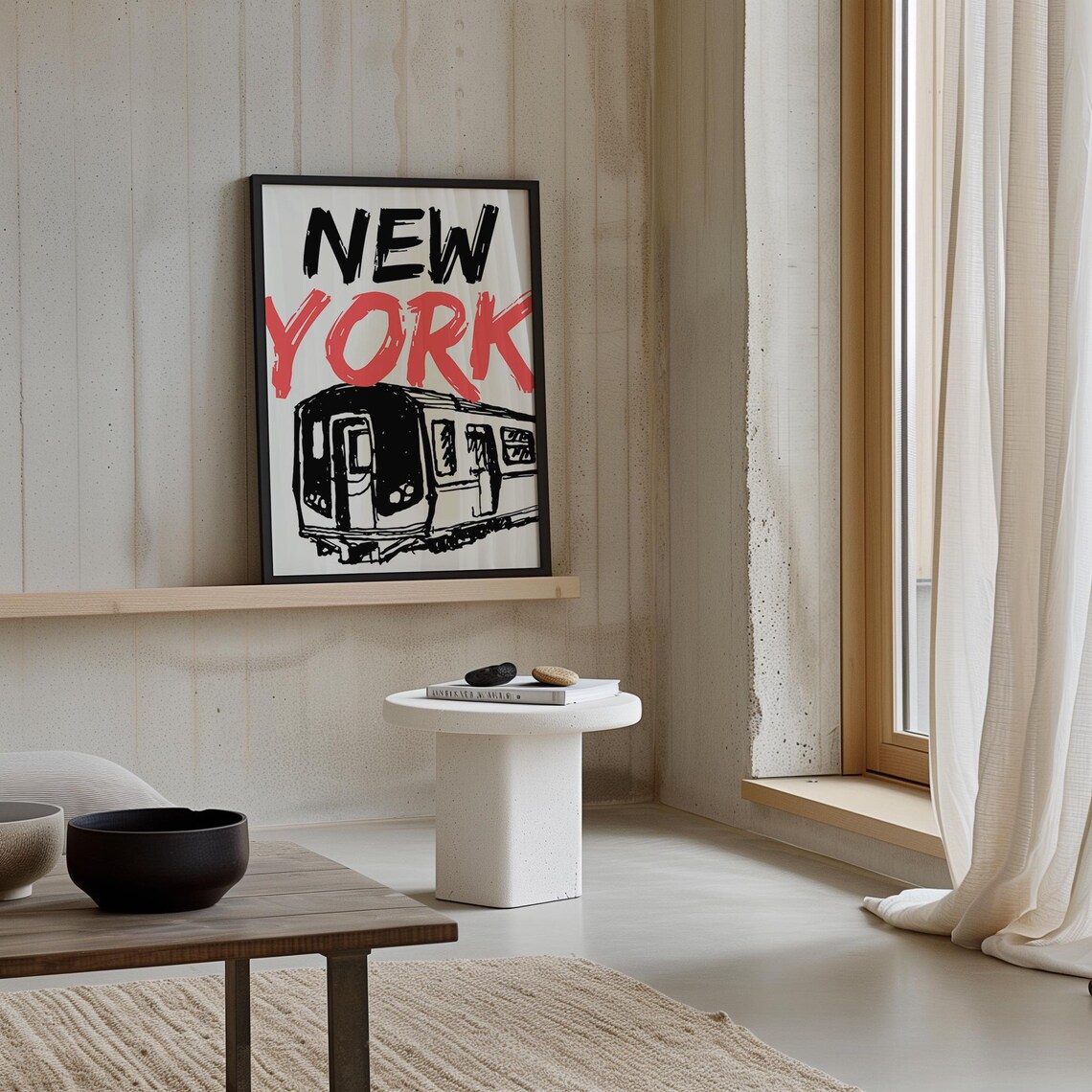 New York City Subway Train Brush Lettering Sketch Typography Poster - Image 5