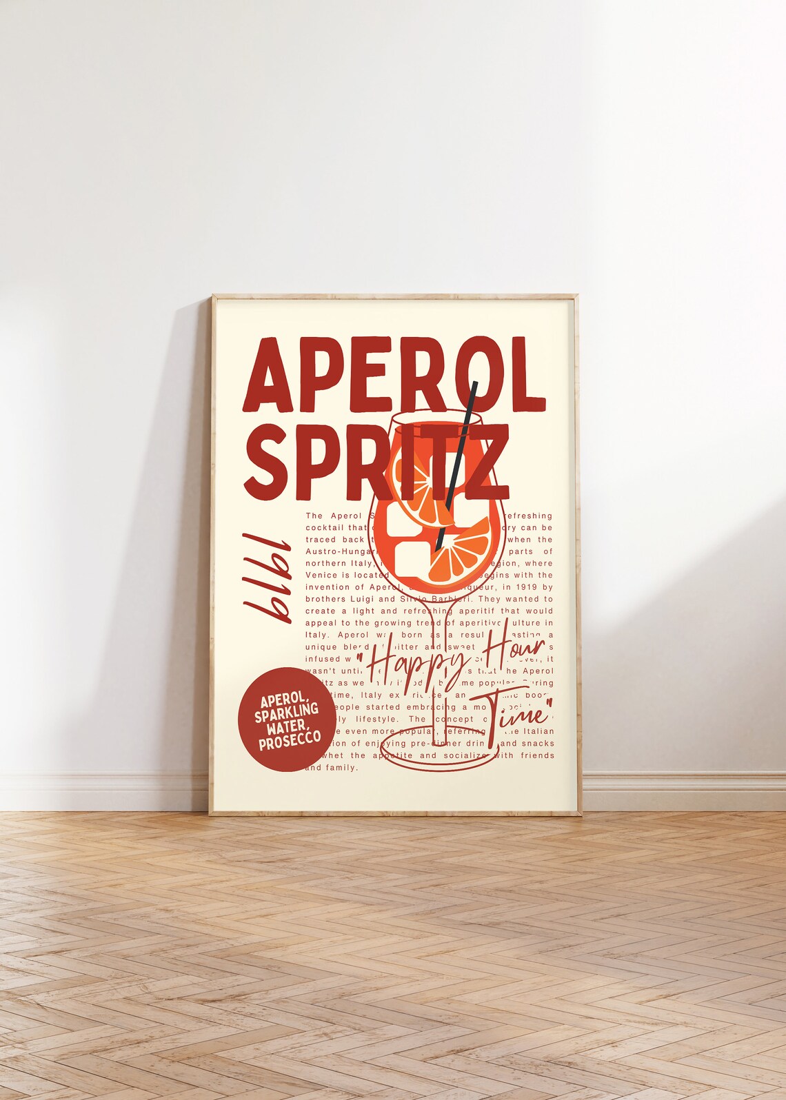 Aperol Spritz Bold Retro Italian Cocktail Recipe Bar Cart Poster - Image 2