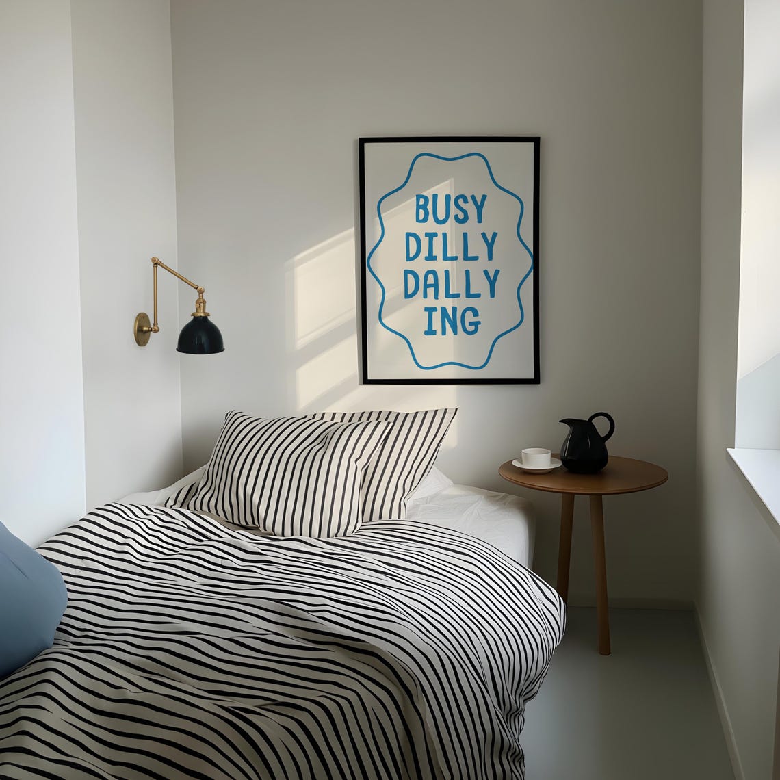 Busy Dilly Dallying Blue Quirky Typography Statement Wall Poster - Image 4