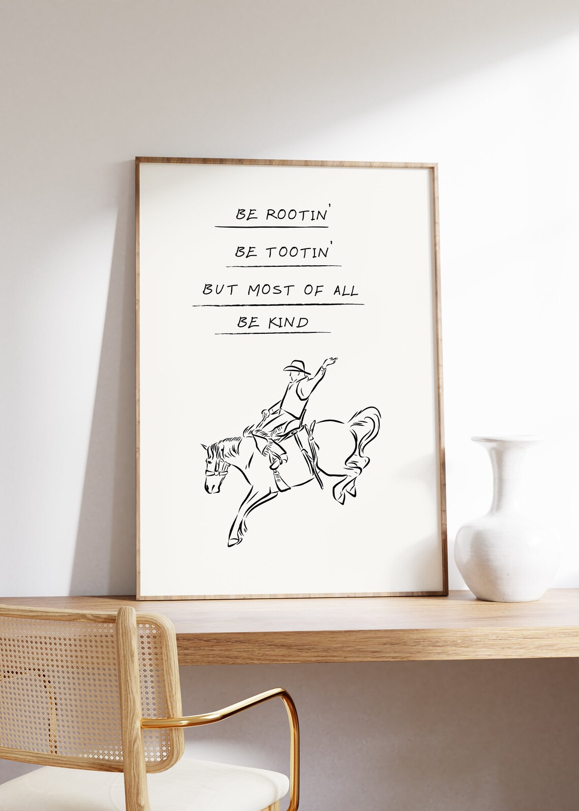 Be Rootin Be Tootin Be Kind Cowboy on Bucking Horse Quote Poster - Image 3
