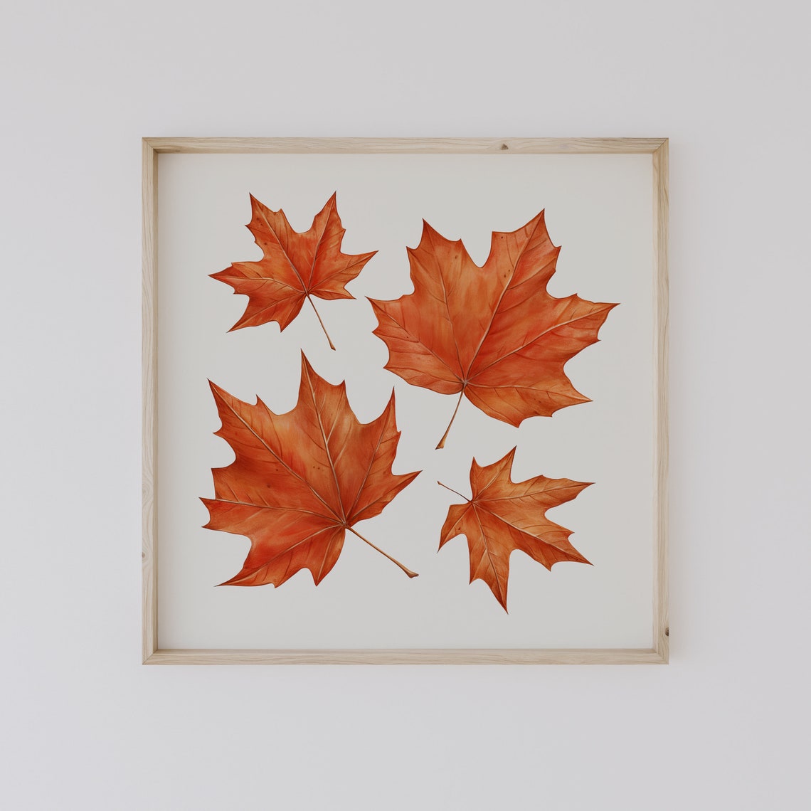 Four Burnt Orange Watercolor Maple Leaves Botanical Fall Poster - Image 2