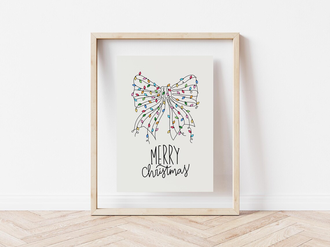 Merry Christmas Bow Made of Fairy Lights Minimalist Holiday Poster - Image 3