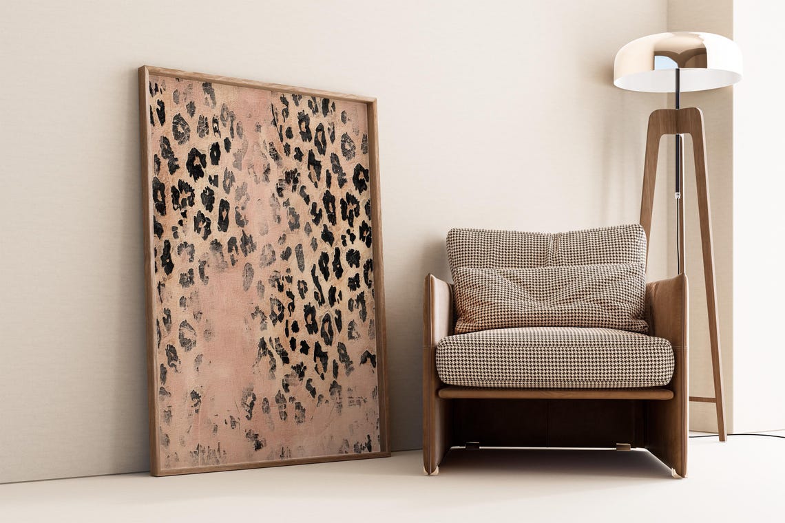 Blush Pink Leopard Spot Pattern Textured Painterly Animal Style Poster - Image 5