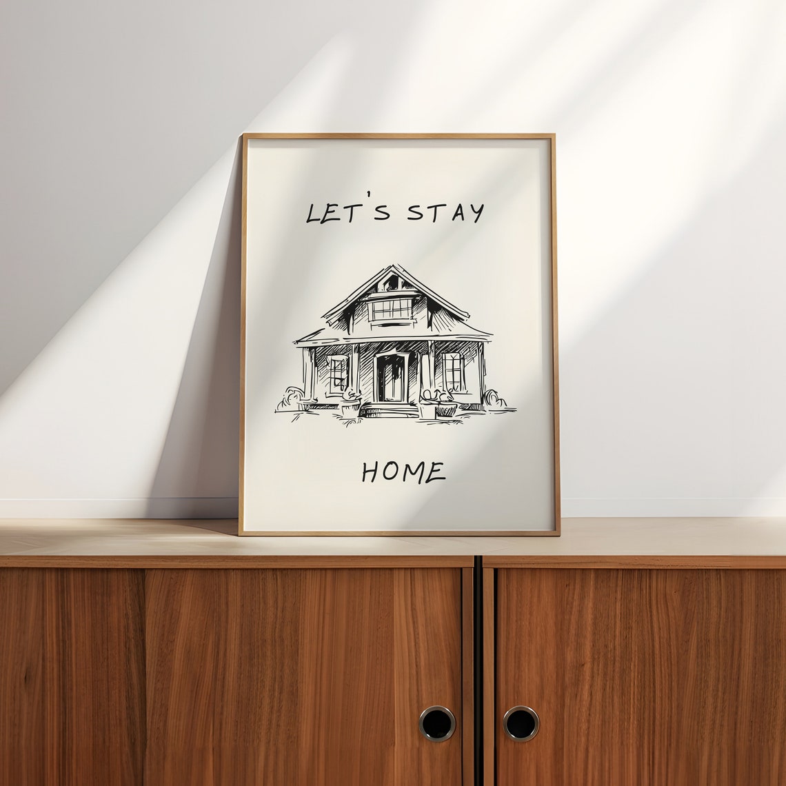 Let Us Stay Home Minimalist House Sketch Introvert Wall Poster - Image 2