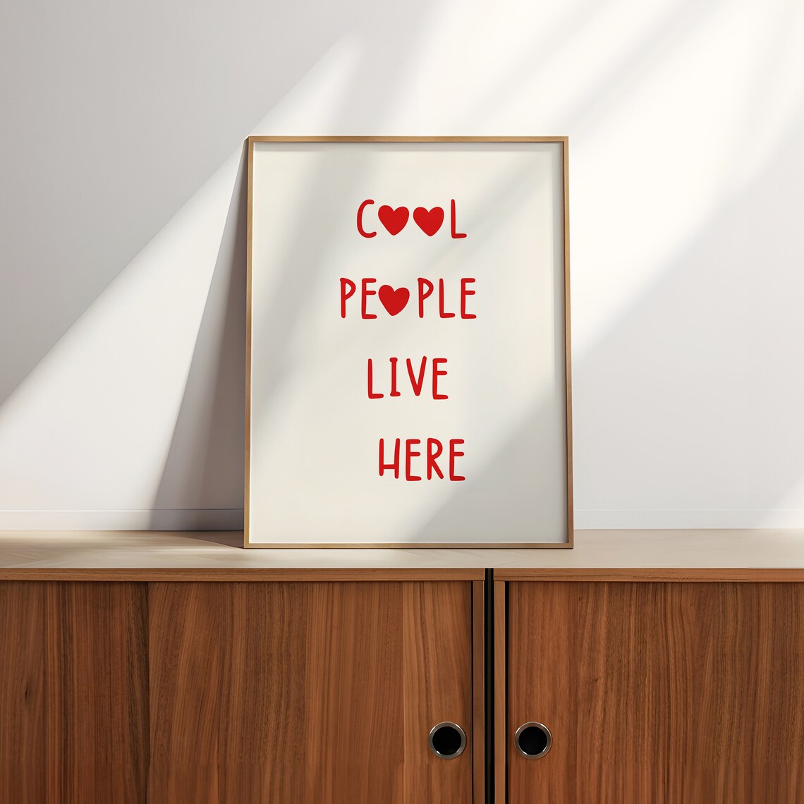Cool People Live Here Red Heart Lettering Fun Quote Wall Art - Image 2