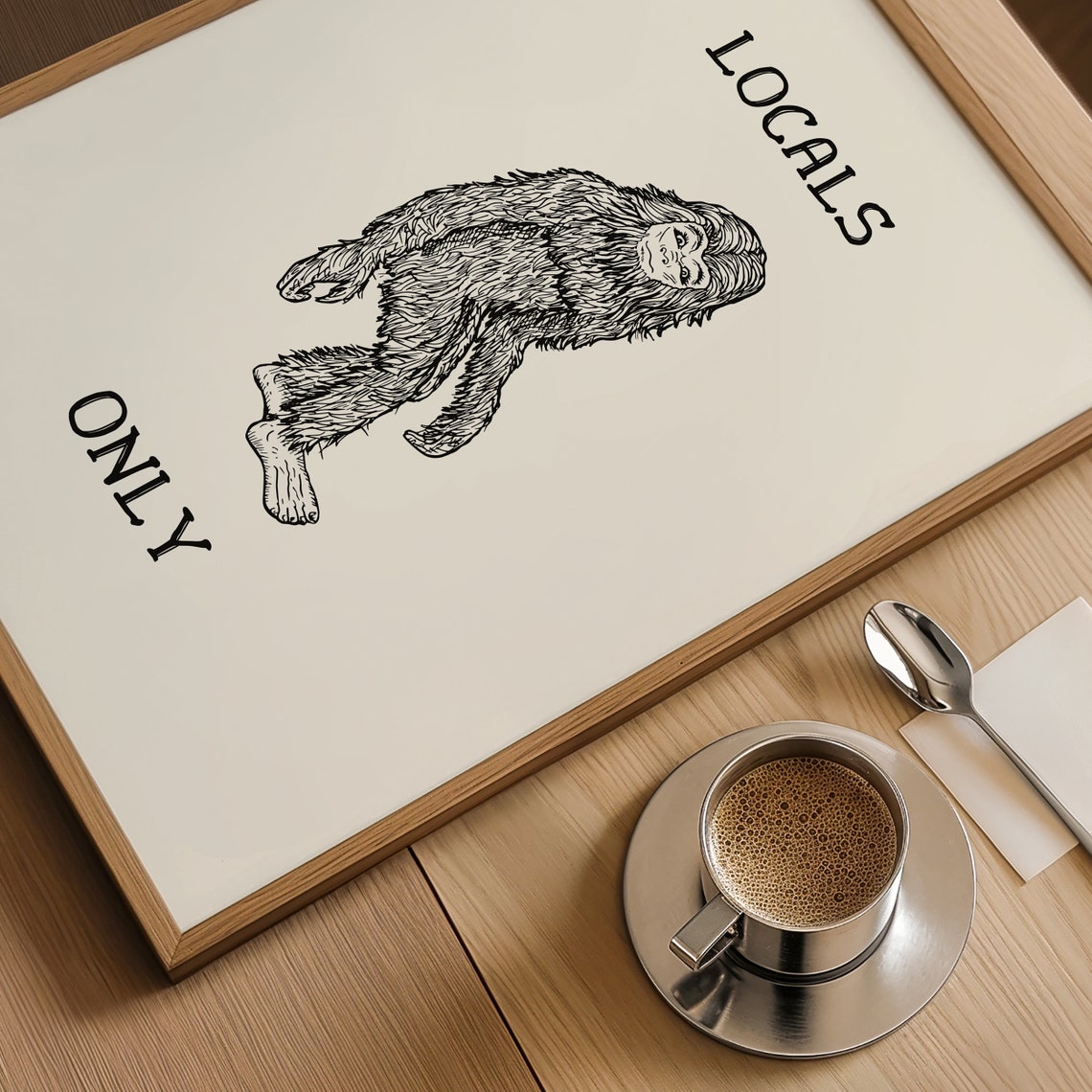 Locals Only Funny Bigfoot Sasquatch Minimalist Cabin Art Poster - Image 4