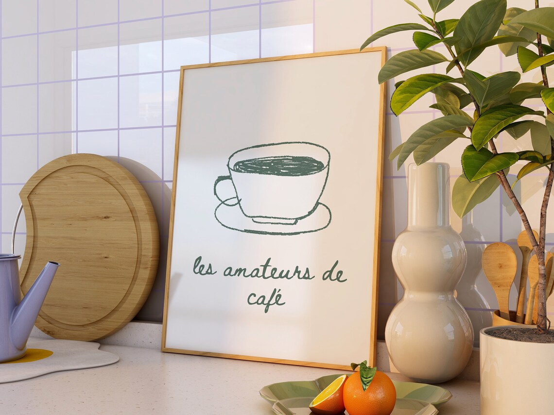 Les Amateurs De Cafe French Coffee Cup Sketch Minimalist Poster - Image 4