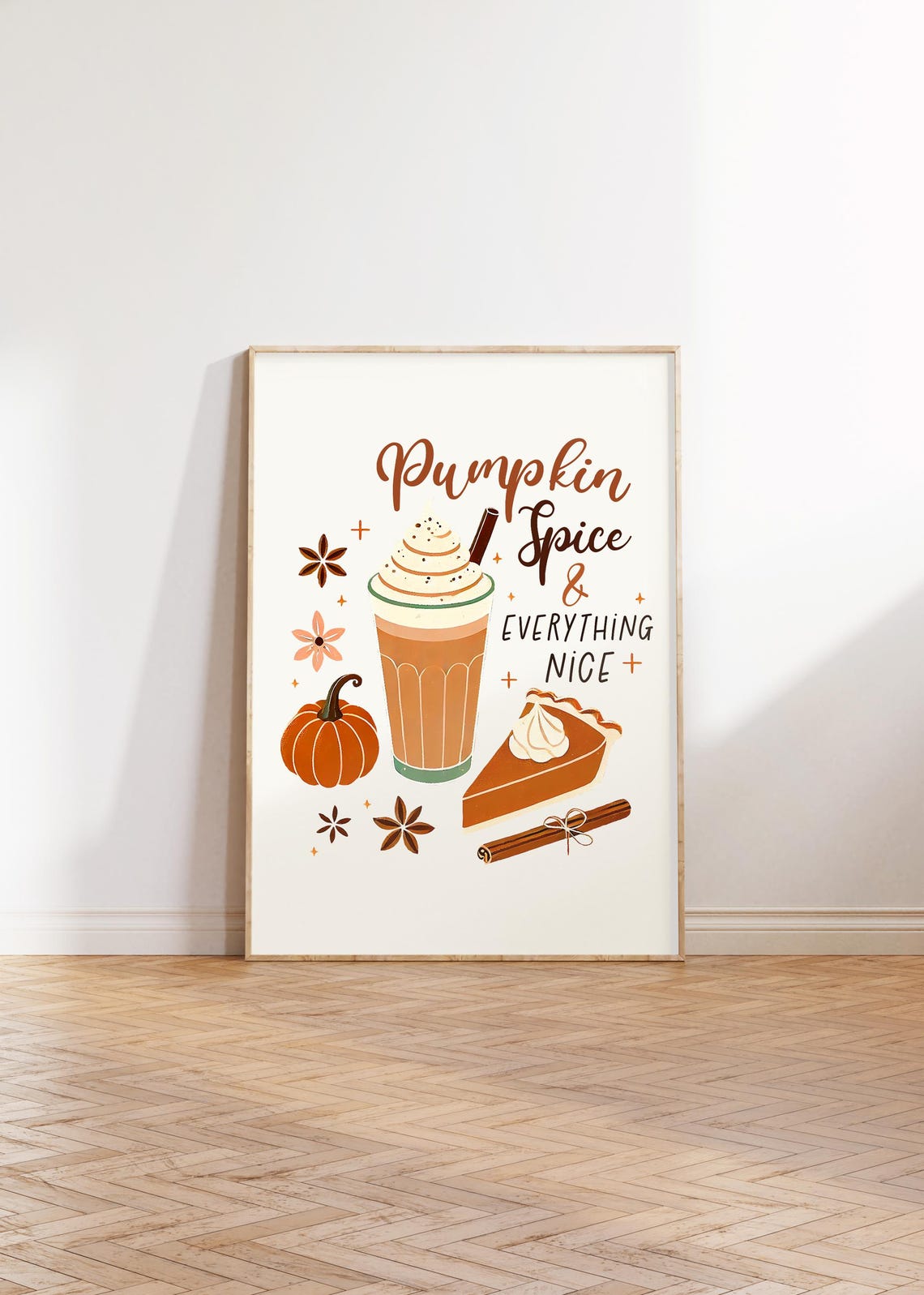 Pumpkin Spice and Everything Nice Latte and Pie Autumn Poster - Image 5