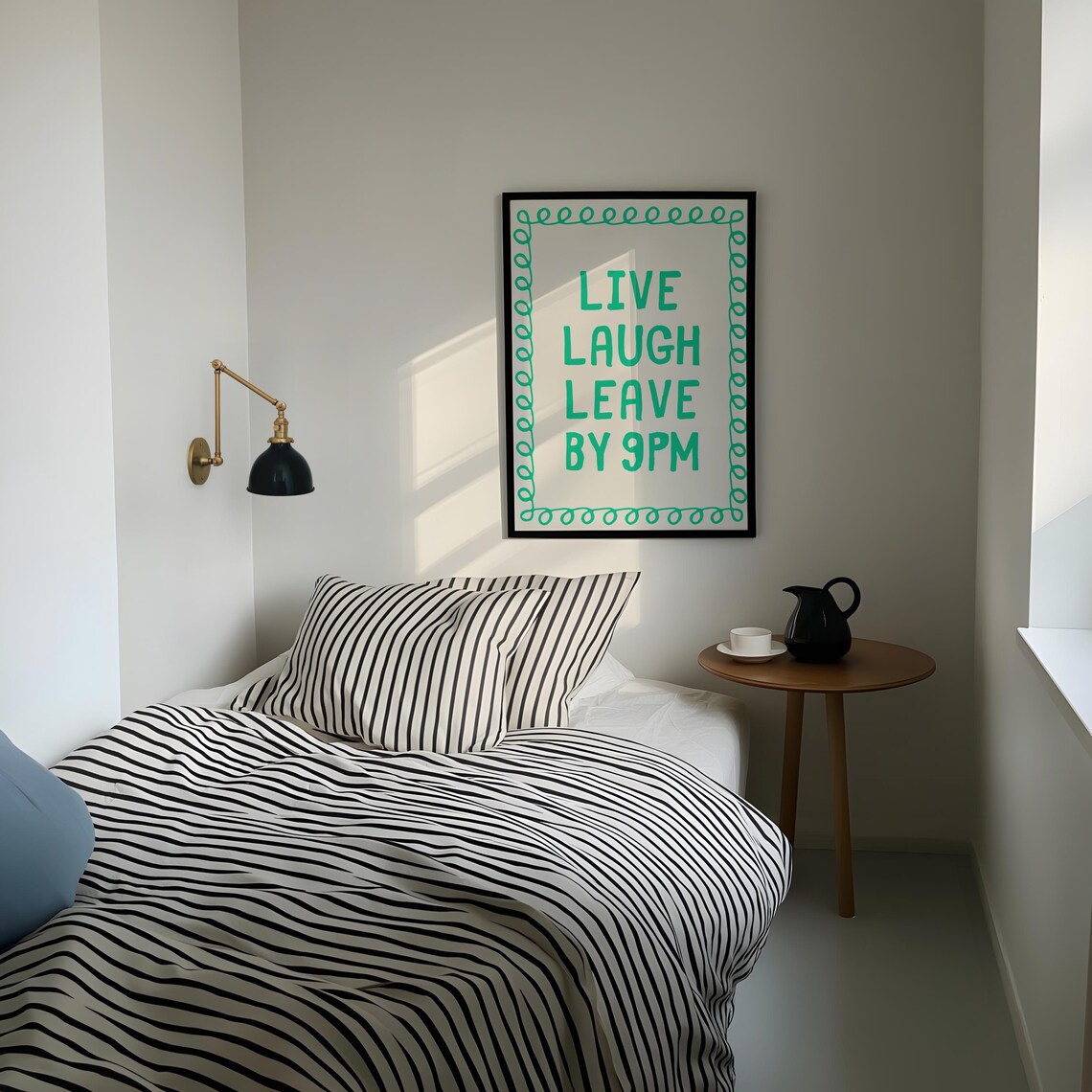 Live Laugh Leave by 9 PM Green Whimsy Typography Quote Poster - Image 4