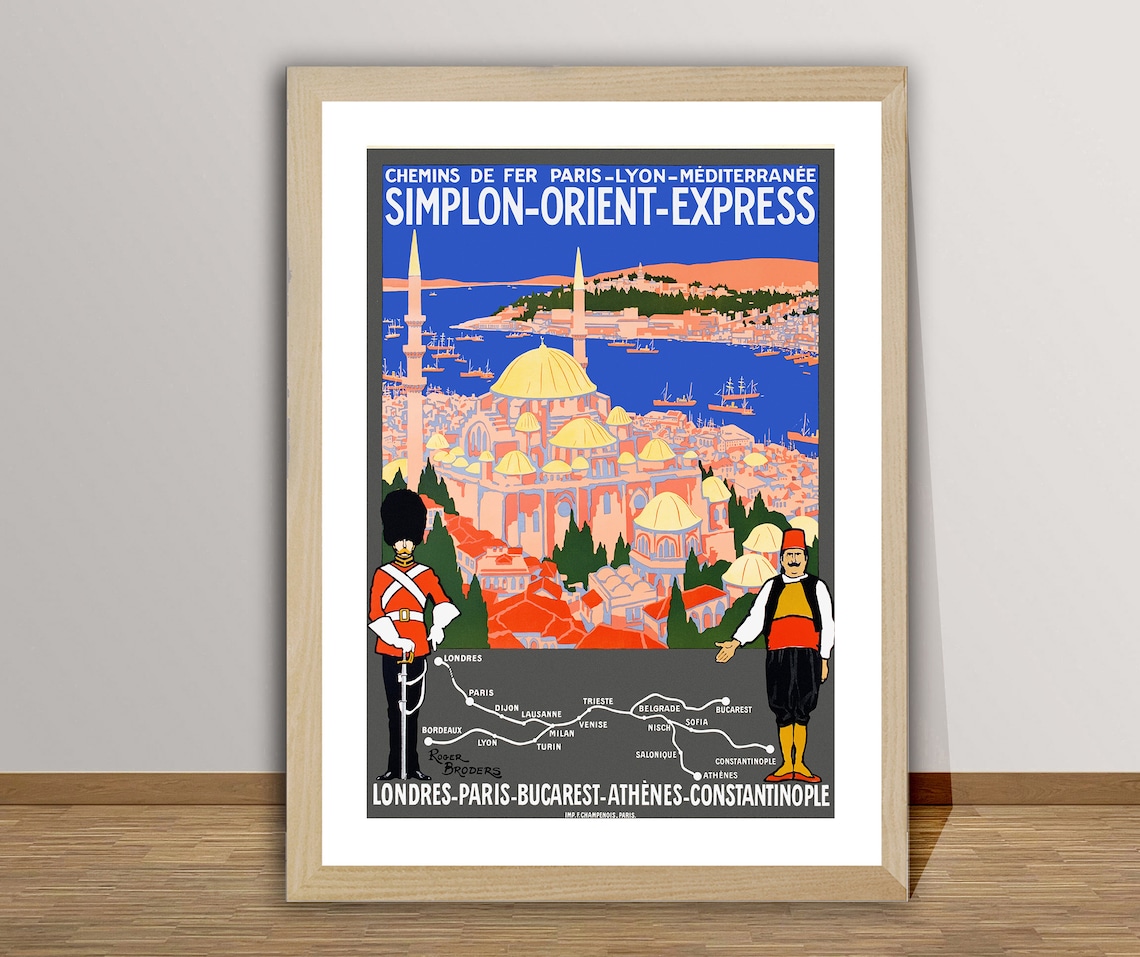 Simplon Orient Express Vintage Travel Poster, Mediterranean Railway - Image 2