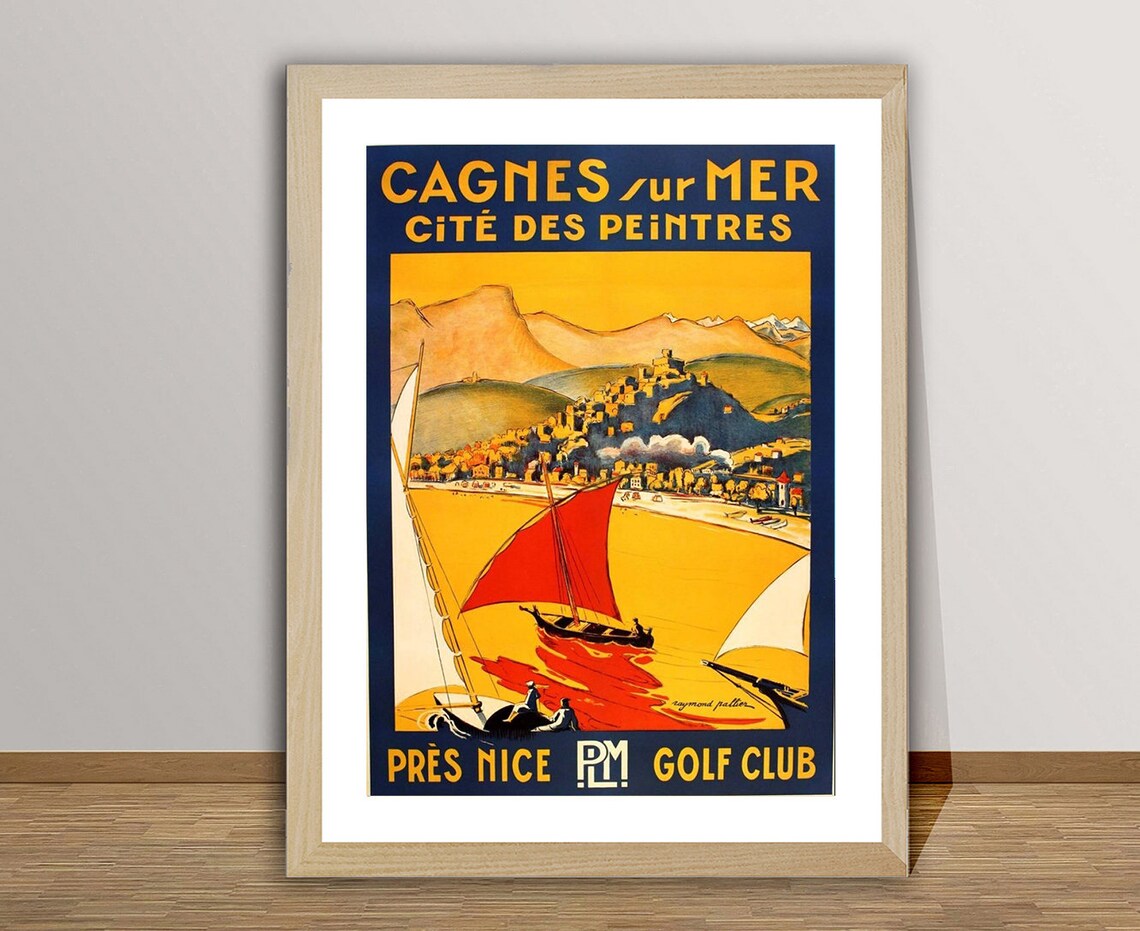 Cagnes Sur Mer Vintage Travel Poster, France