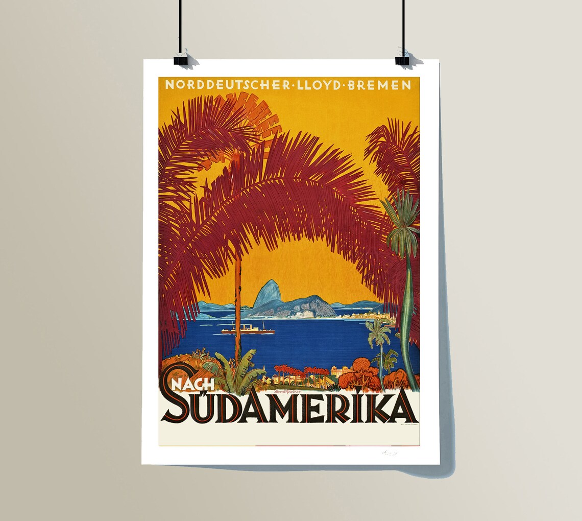 Norddeutscher Lloyd Bremen Nach Sudamerika Rio Travel Poster - Image 2