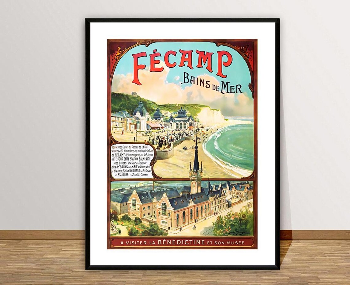 Fecamp Bains de Mer French Seaside Resort Vintage Travel Poster - Image 2