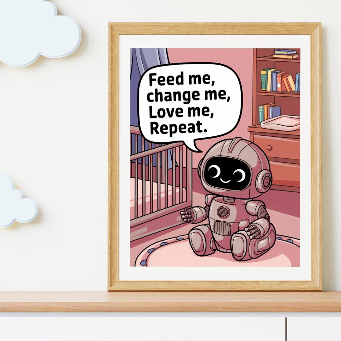 Cute Robot Print Funny Room Decor Cute Prints New Parent Gifts Funny Nursery Artwork Baby Shower Gifts Kids Room Wall Art Boys Room