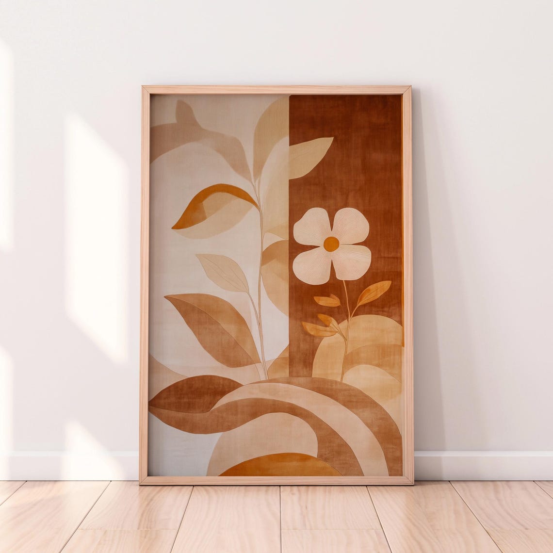 Earthy Botanical Abstract Flower Modern Nature Inspired Art Print