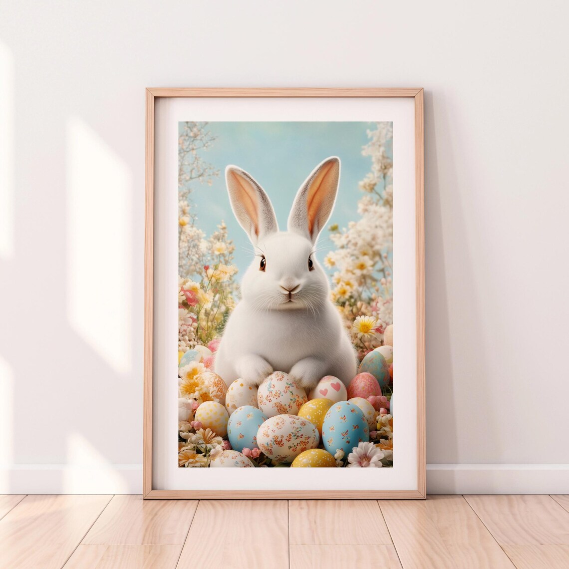 Easter Bunny, Cute Rabbit With Easter Eggs Art Print