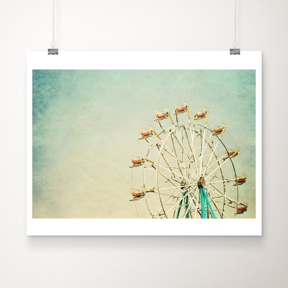 Sale Ferris Wheel Print Carnival Photograph Green Decor County Fair Art Nursery Wall Discounted 8x10