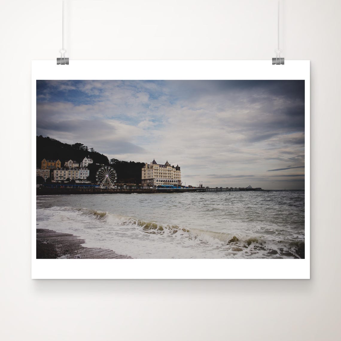 Llandudno Wales Seafront Ferris Wheel Pier Moody Seascape Poster