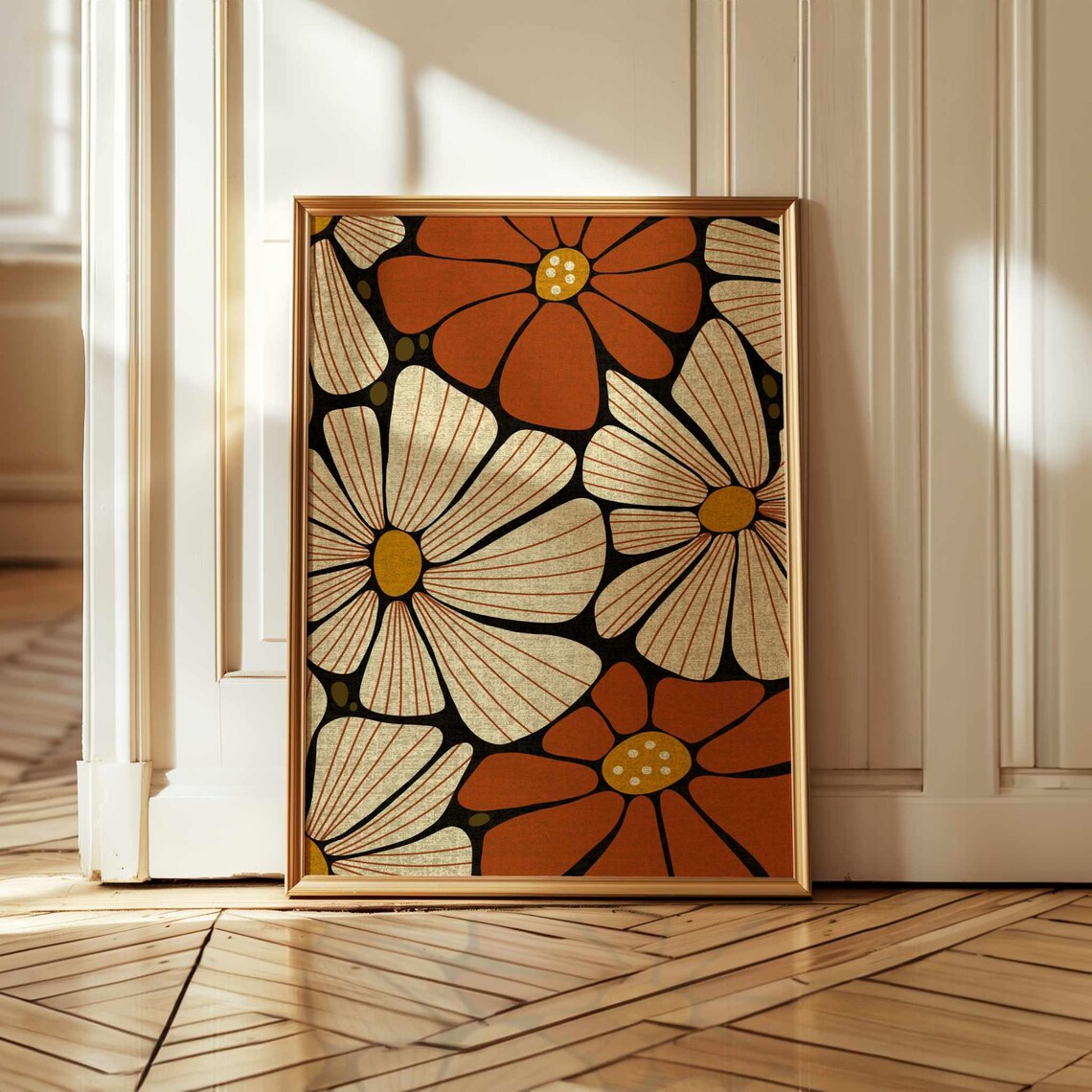 Retro Floral Art Print, Mid-Century Botanical Decor