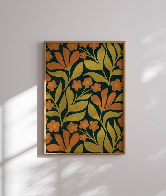 Retro Flower Poster, Mid-Century Floral Art Print