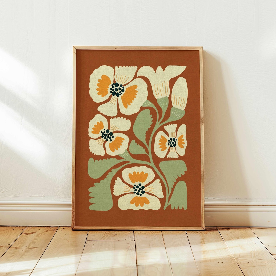 Retro Floral Botanical Print, Matisse-Inspired Boho Decor