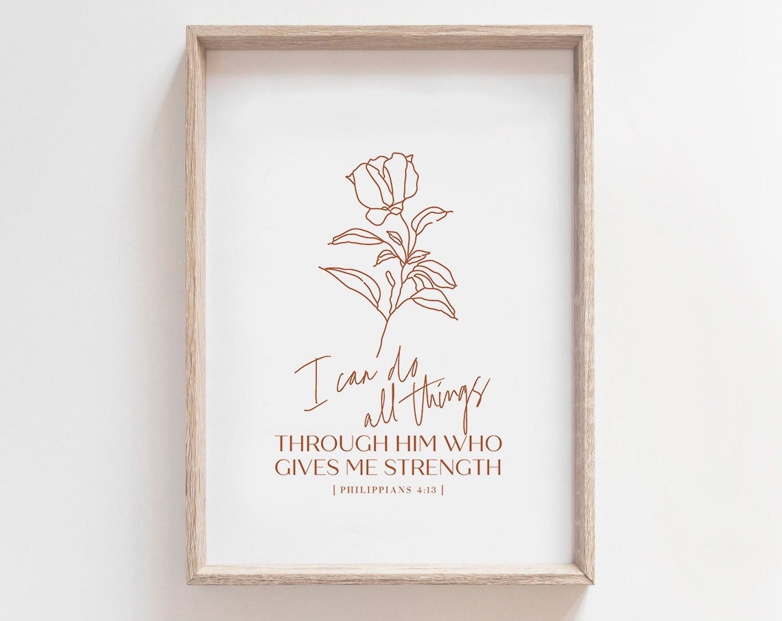 I Can Do All Things Philippians 4:13 Warm Terracotta Rose Print - Image 3