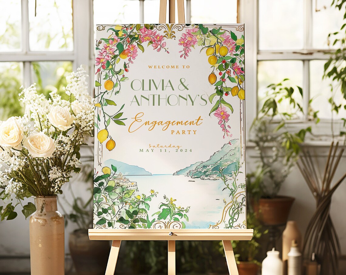 Amalfi Coast Wedding Welcome Sign, Italy Travel Poster