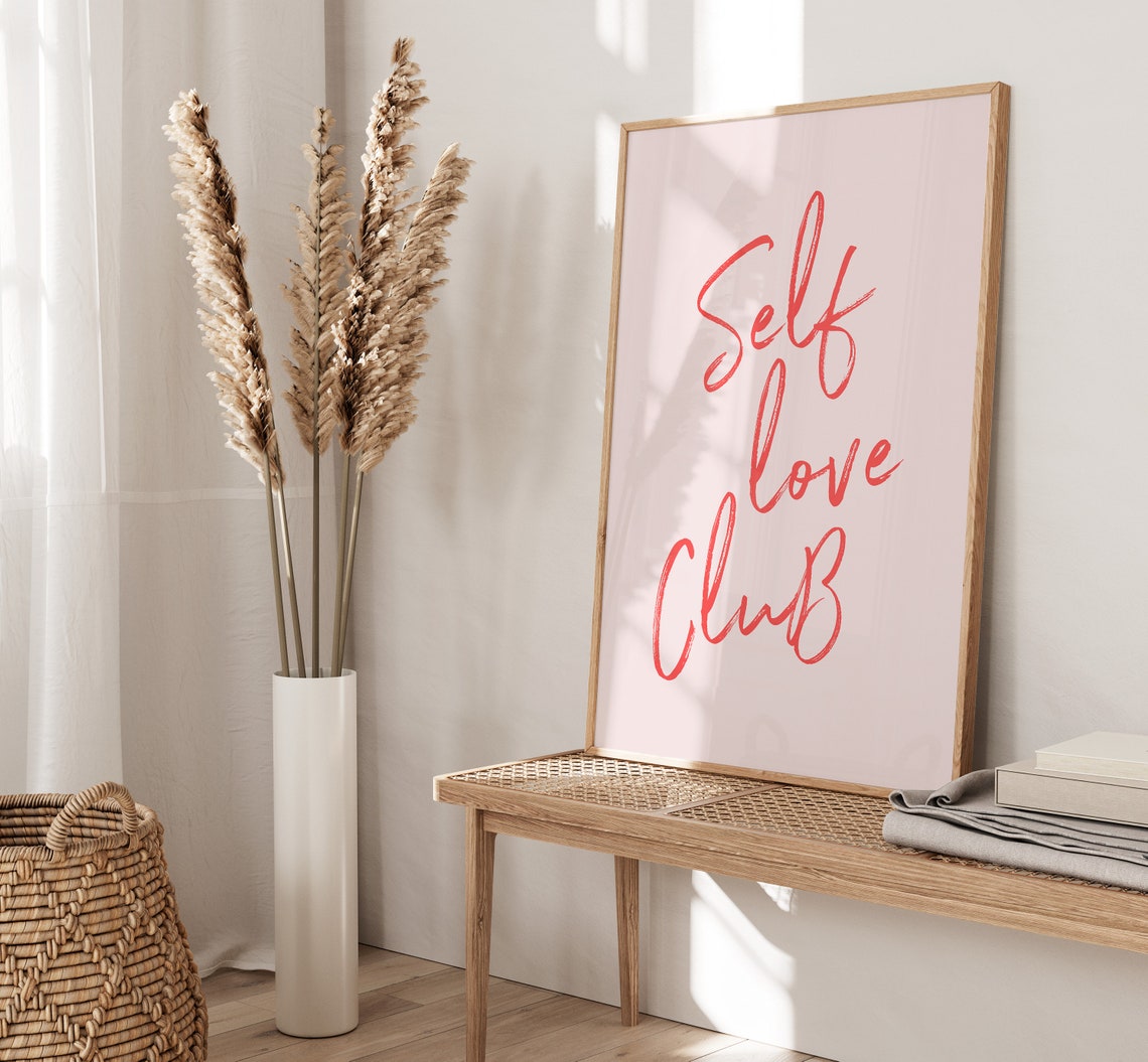 Self Love Club Blush Pink Brush Script Typography Quote Poster - Image 3