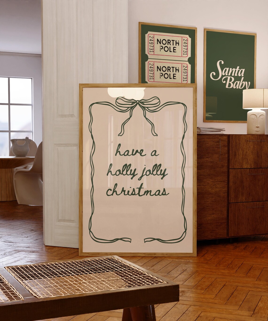 Holly Jolly Christmas Coquette Bow Art Print - Image 3