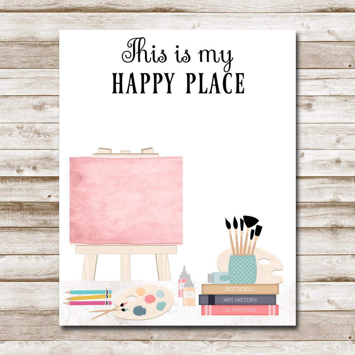 This Is My Happy Place Art Studio Easel Pink Canvas Wall Art - Image 4