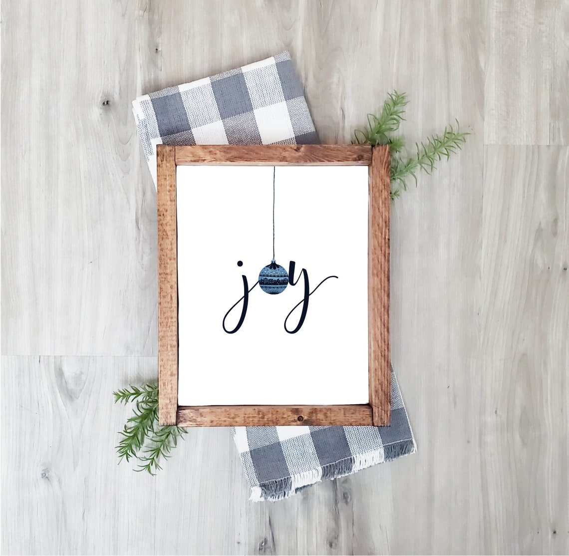 Joy Script Blue Christmas Ornament Minimalist Holiday Wall Poster - Image 2
