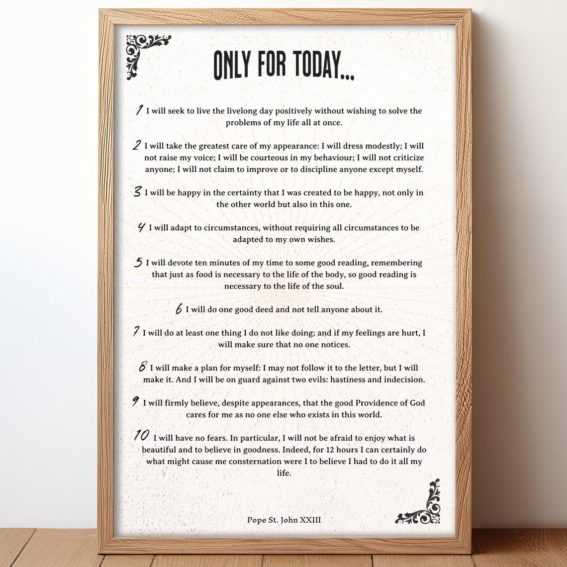 Pope John XXIII Daily Decalogue Art Print