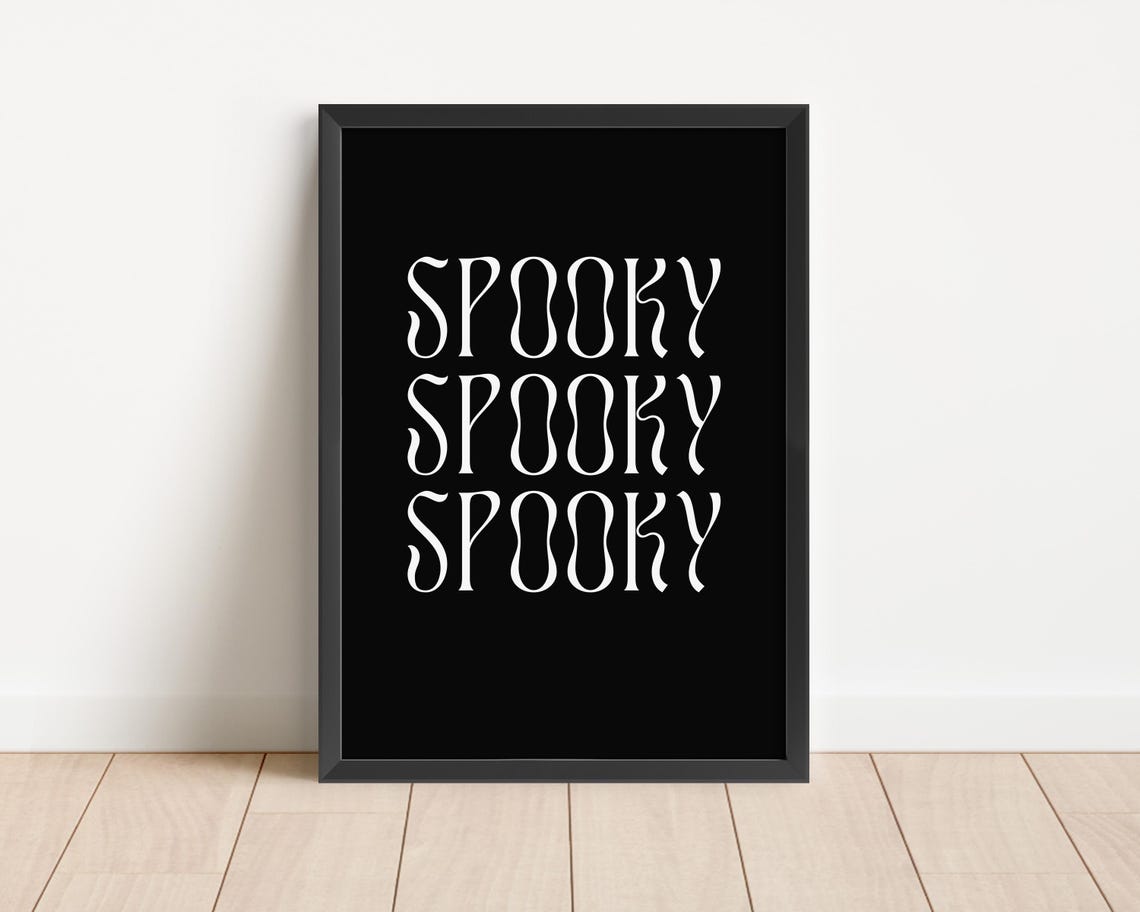 Spooky Spooky Spooky Retro Typography Black Halloween Poster - Image 3