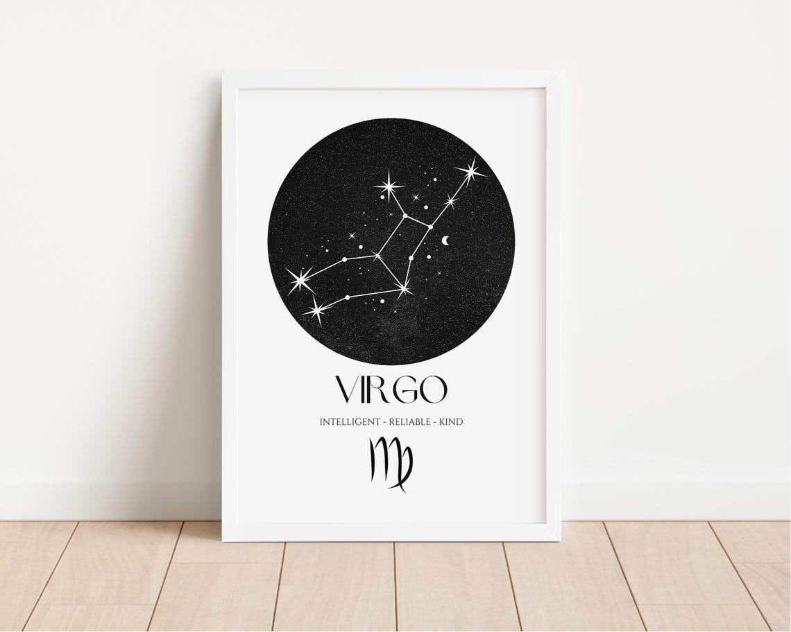 Virgo Zodiac Constellation Star Sign Night Sky Astrology Poster - Image 4