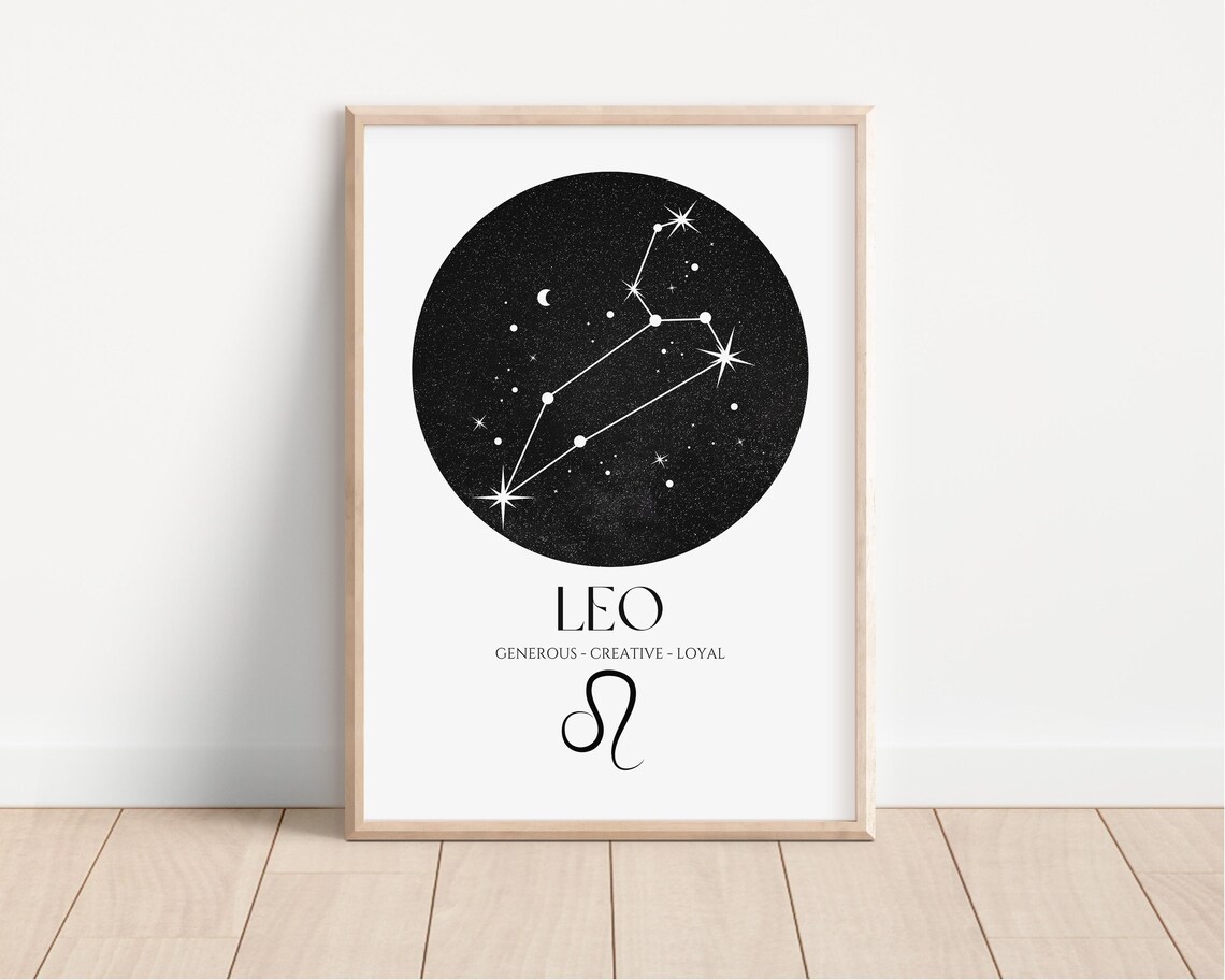 Leo Zodiac Constellation Star Sign Night Sky Astrology Poster - Image 3
