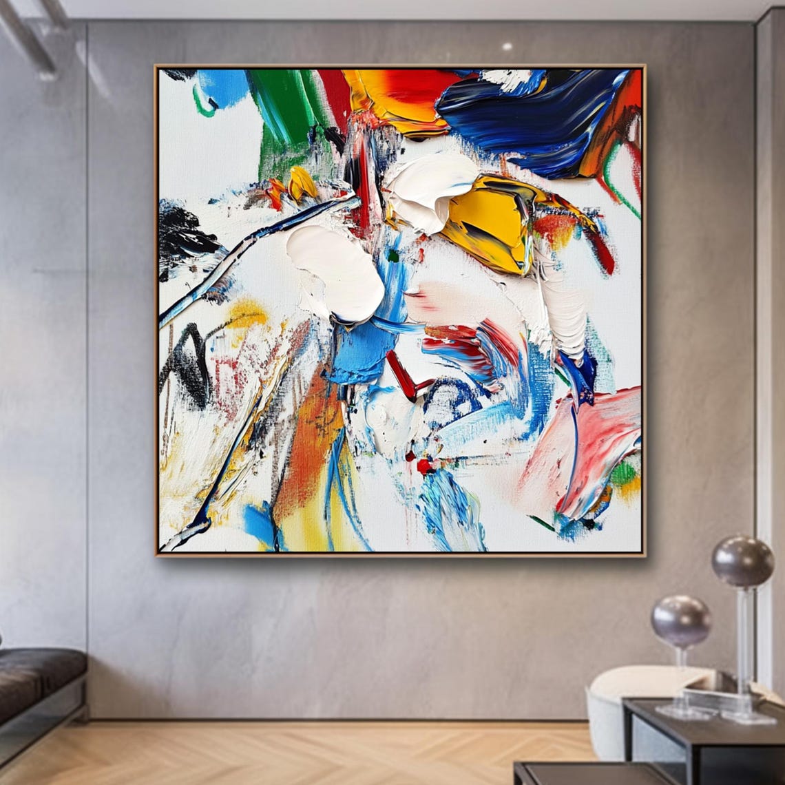 Colorful Abstract Splash White Blue Red Green Modern Energy Poster - Image 3