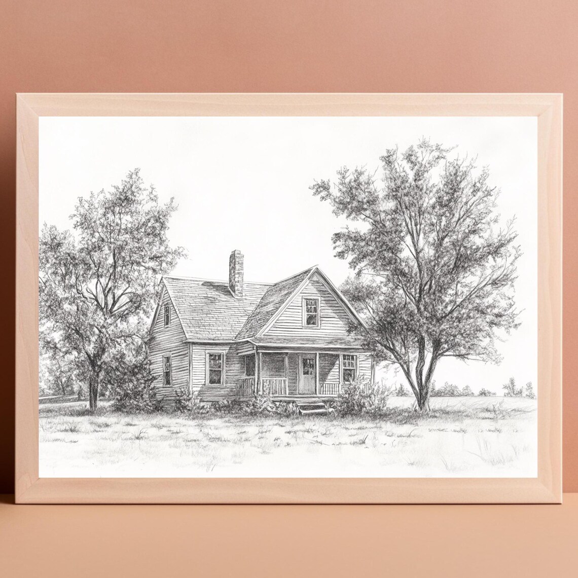 Black and White Country Farmhouse Pencil Sketch Vintage Wall Art - Image 4