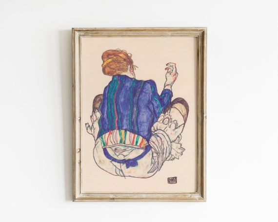 Egon Schiele Seated Woman Back Boho Art Print