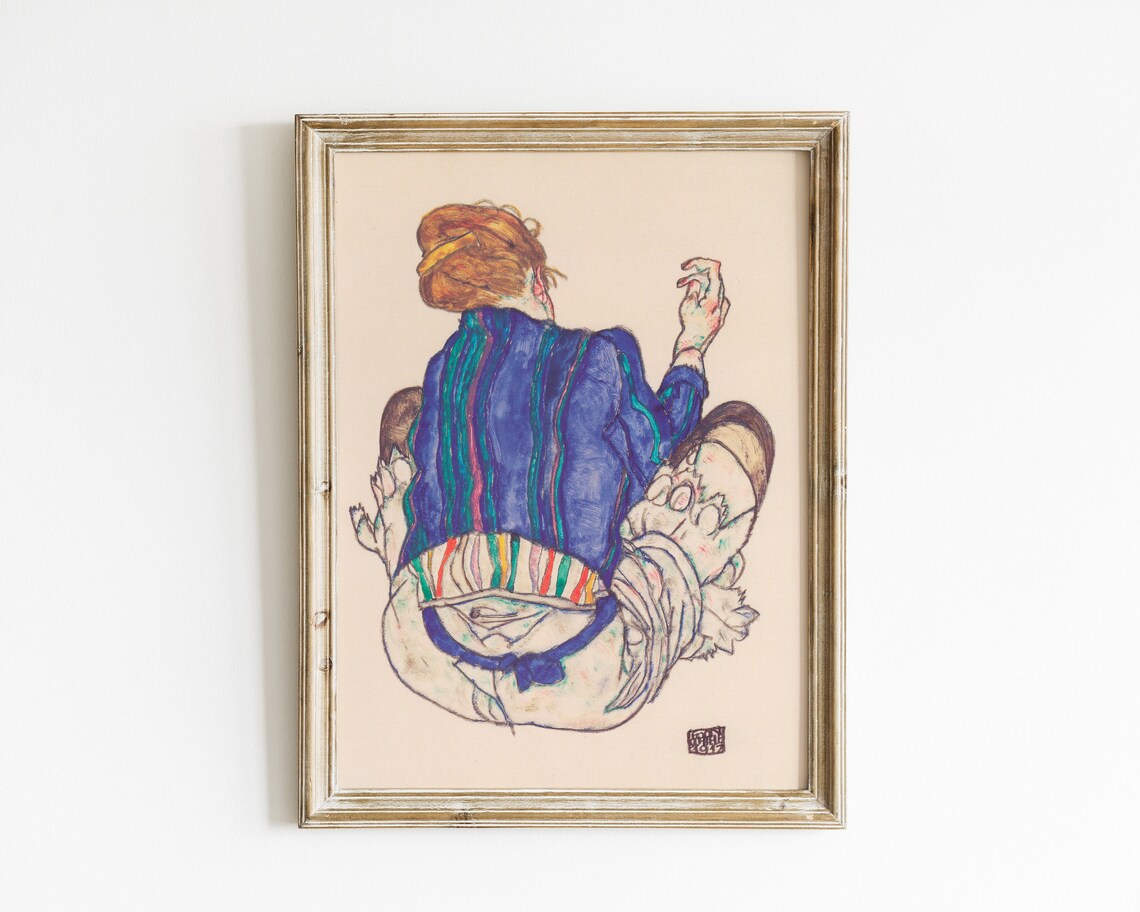 Egon Schiele Seated Woman Back Boho Art Print