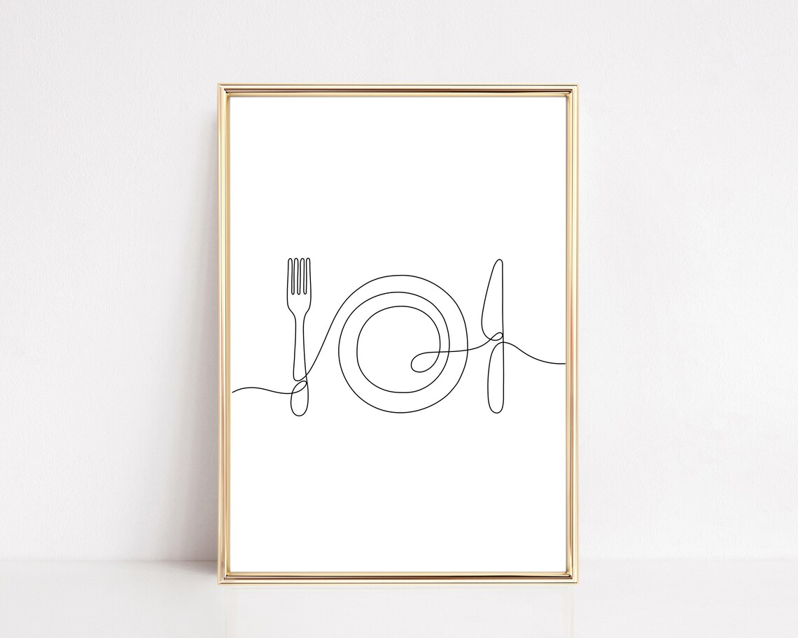 Kitchen Line Art Print, Dining Room Wall Decor - Image 2