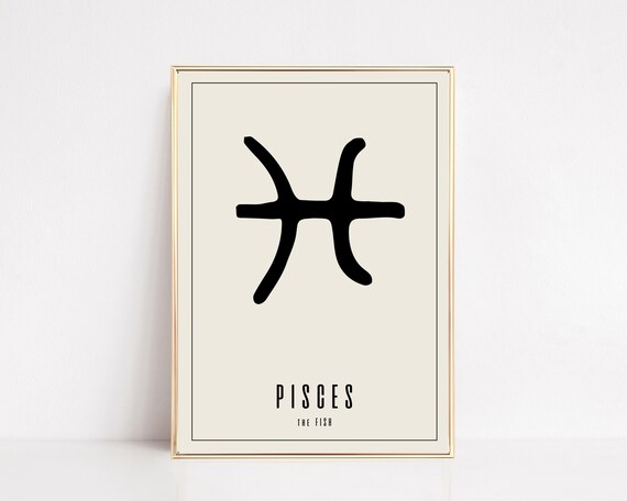 Pisces Zodiac Symbol The Fish Cream Minimalist Astrology Sign Poster
